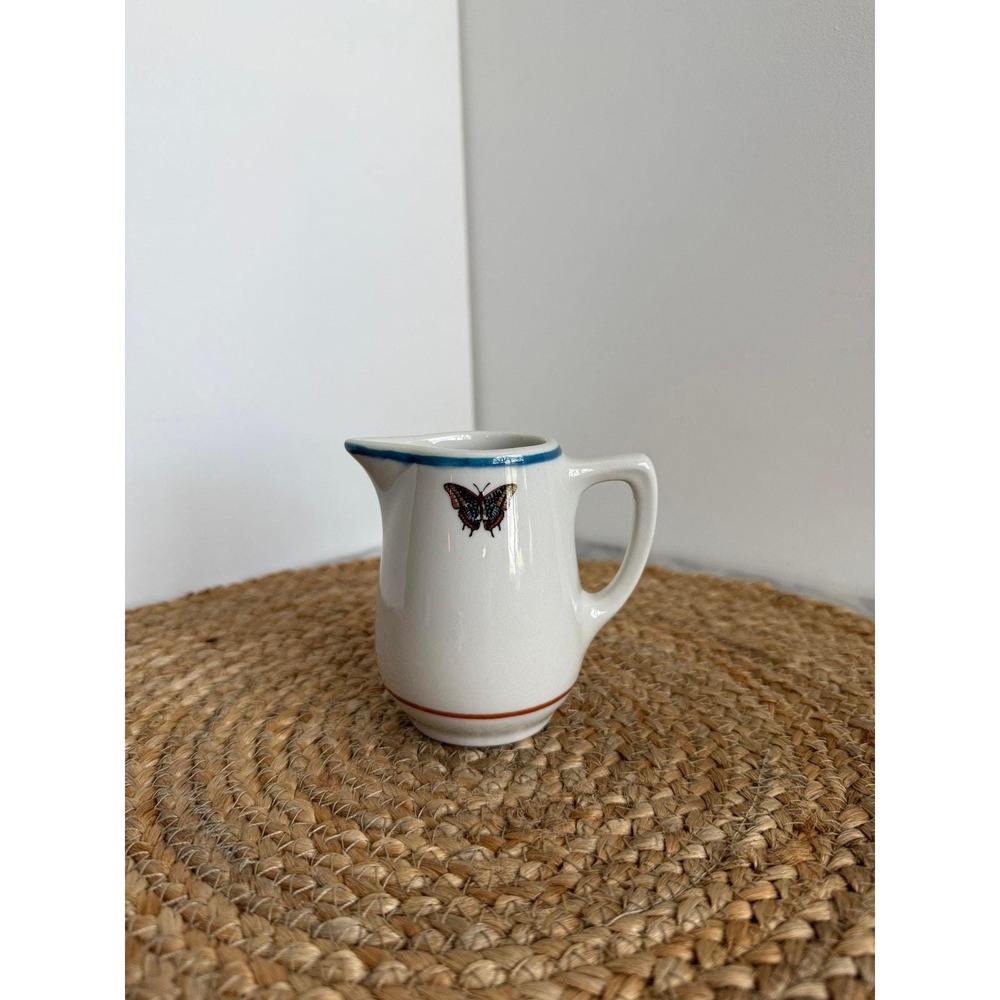 Vintage Lamberton Sterling ironstone creamer with butterfly, restaurant ware